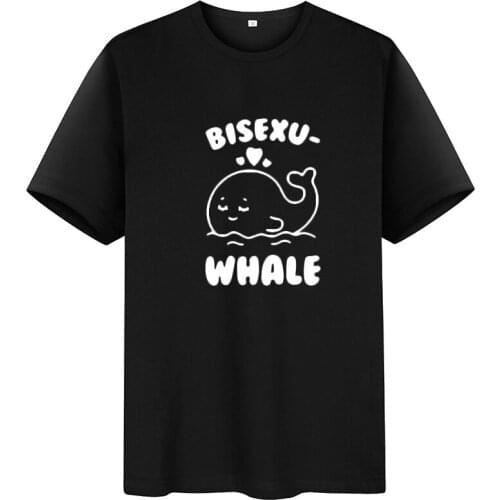 Summer Cotton Short T Shirt Streetwear O-neck T-shirts for Women Tshirt Tee Bisexu Whale Print Top Female T-shirt