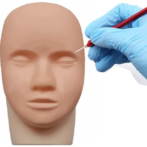 5D Facial Tattoo Training Head Silicone Practice Permanent Makeup Lip Eyebrow Tattoo Skin Mannequin Doll Face Head