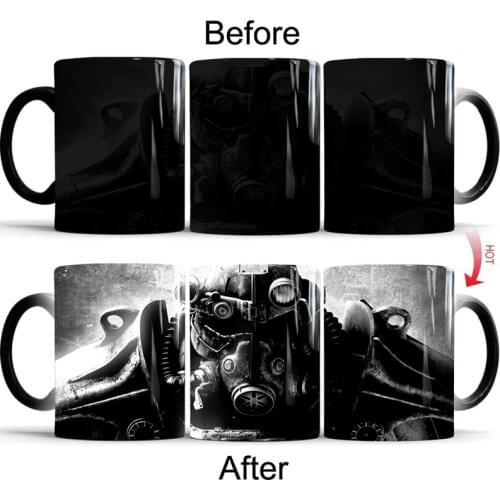 350ml/12oz Fallout Heat Reveal Mug Color Change Coffee Cup Sensitive Mugs Magic Mug Milk Tea Cups