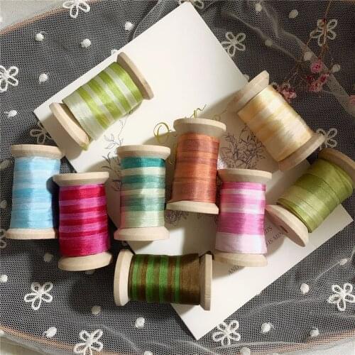 Woodenspools 10mm 3/8 inch pure silk embroidery ribbon variegated colors thin taffeta high quality silk ribbon Handcraft