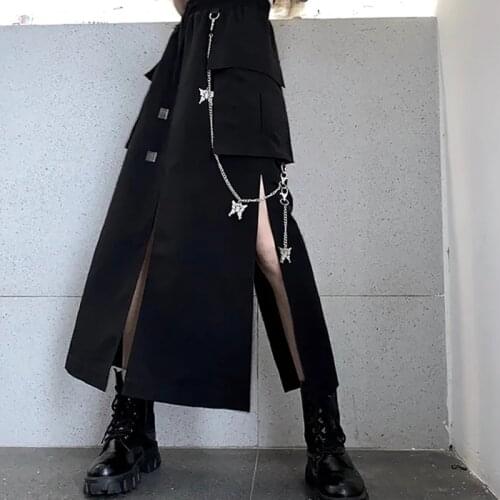 2020 Summer Casual Suit Korean Harajuku Slim High Street Shirt Retro Top + Mid-length Skirt Small Strap Chain Dropshipping Tops