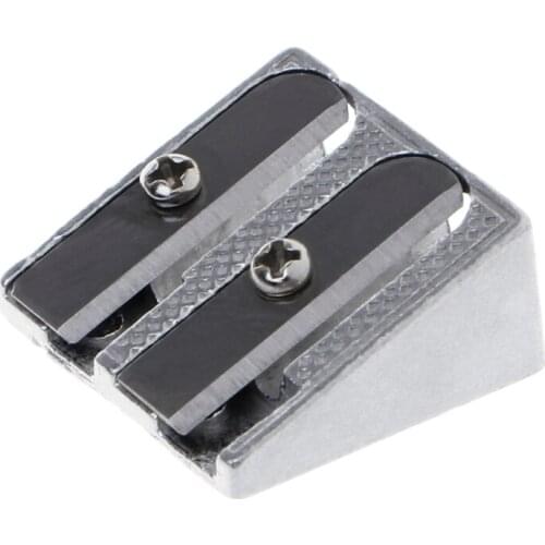 Metal Bevelled Double Hole Pencil Sharpener School Office Sharpener Stationery Stainless Steel Blade 2.3x1.3x1cm