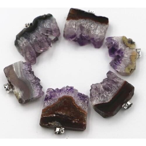 Fashion Pendant Roses Quartz Amethysts Irregular Natural Stone Pendant for Necklace or Jewelry Making Reiki Mens Necklace