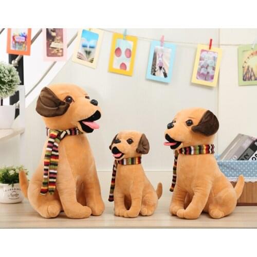 Stuffed plush toy yellow cartoon wolfhound dog with scarf ,soft throw pillow birthday gift w0998