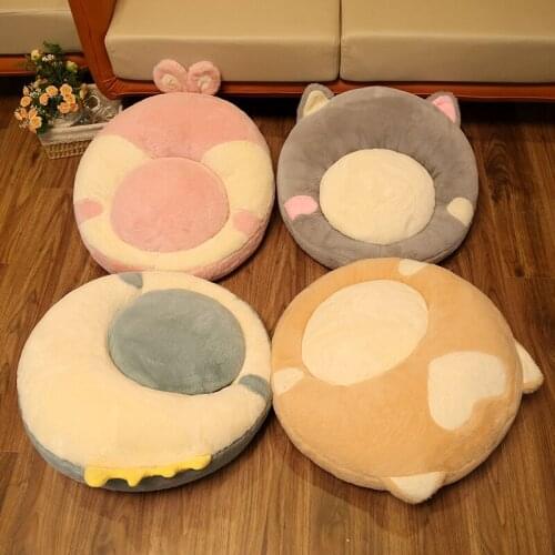 2 Sizes Soft Cat Rabbit Corgi Shape Pillow Animal Seat Cushion Stuffed Plush Sofa Indoor Floor Home Chair Decor Winter Kids Gift