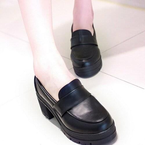 2020 New Casual High Heels Increase Cute Thick Heel Platform Casual PU Fashion Wear-resistant Non-slip Black White Red B22-29