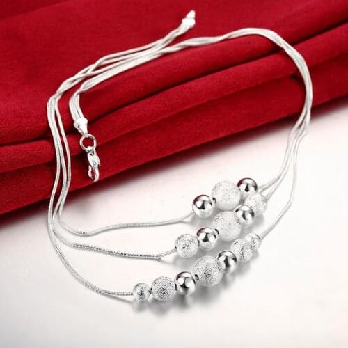 New Silver Plated Jewelry Fashion Hot Sale Temperament Multiple Round Bead Beads Necklace Snake Chain Women Lady Jewelry