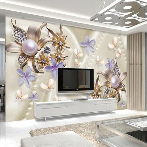 Custom 3d photo wallpaper fashion crystal flower 3d murals wallpaper living room 3d wall murals wallpaper