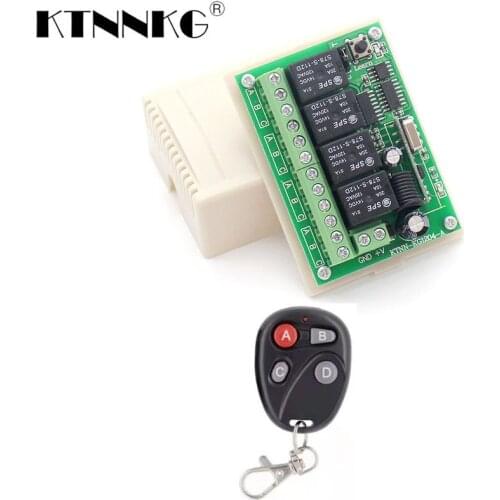 KTNNKG 433MHz DC12V 4CH Motor Remote Control Switch, Wireless Access Rontrol Remote Control Switch, Four Switch Signal Output