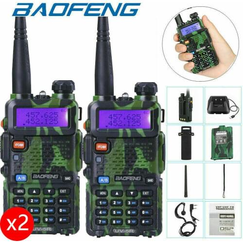 2x BAOFENG UV-5R UHF/VHF Walkie Talkie Long Range Two Way Ham Radio FM 5W 128CH