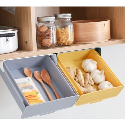 Self-Adhesive Storage Drawer Punch-free Under Desk Storage Box Hanging Organizer School Stationery Case Pencil Tray Holder