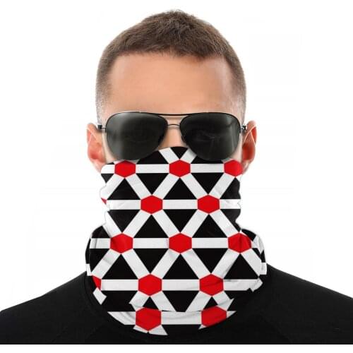 Red Hexagons Scarves Neck Face Mask Unisex Fashion Tube Mask Tubular Bandana Windproof Headwear Biking Hiking