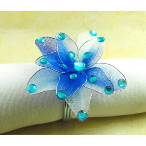 Blue crystal flower napkin ring
