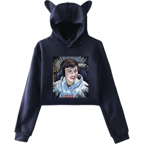 GeorgeNotFound spring Kawaii cat ear cotton hoodie casual all-match pullover comfortable short sexy hoodie tops