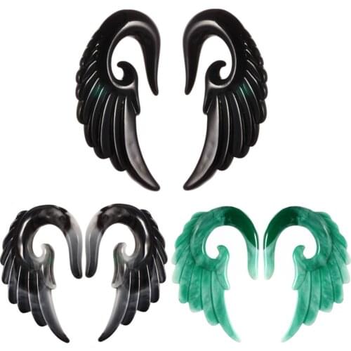 Gauges For Ear Tunnels Earrings Ear Stretching Tapers Acrylic Angel Wing Green Black Gray Expander Stretcher Ear Plug 3mm-12mm