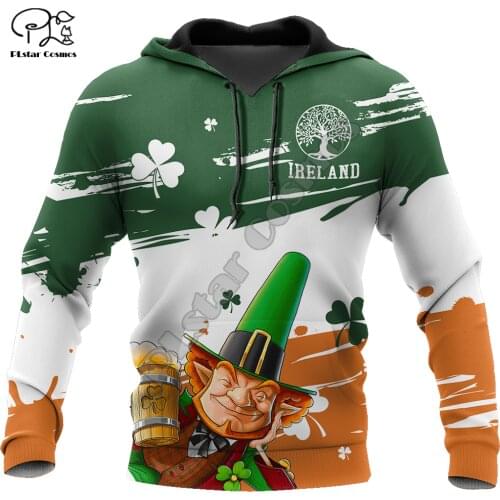 PLstar Cosmos 3DPrint Ireland Clover Irish St.Patrick Funny Men/Women Harajuku Streetwear Hoodies/Zip Hoodie/Sweatshirt/a17