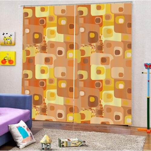 Yellow Decor Shower Curtain Set Square Shapes And Patterns for living room blackout curtains
