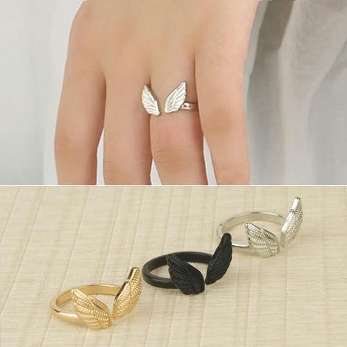 Women Fashion Angel Wing Shape Adjustable Jewelry Cuff Open Finger Ring trendy