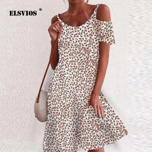Elegant Floral Print Summer Dresses Women Off Shoulder Slim Party Dress 2021 New Casual Fashion O Neck A-line Dress Vestidos 5XL