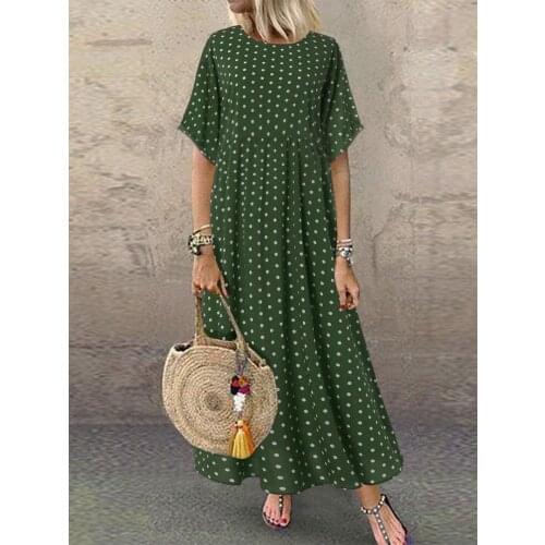 Summer new large size polka-dot dress 4XL-7XL bust 128CM Bohemian fashion female round neck short-sleeved polka-dot dress