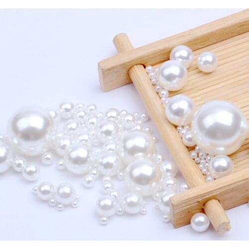 1.5-18mm White Color Pearls High Shine No Hole Beads For Craft Art Round Imitation Resin Pearls DIY Crafts