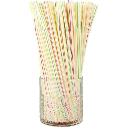 100PCS Disposable Drinking Straws Multi Colored Rainbow Drinking Straws For Bar Picnic BBQ Kid Friendly Random Color
