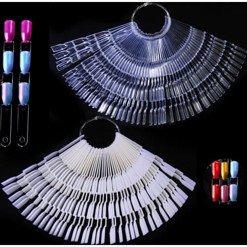 150Tips Nail Art Tips Color Practice Display Clear Natural Black Card Palette Sample Board Bamboo Shape training Fake Nail 3 in1