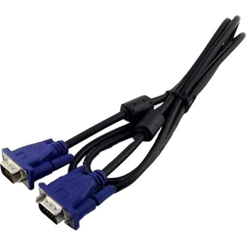 1x VGA SVGA DB15 15 Pin Male to Male Plug Monitor Extension Adapter Connector Cable For PC Laptop 1.3m