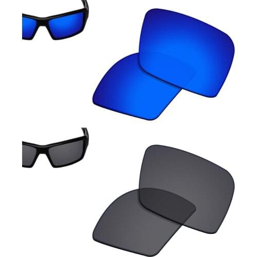 SmartVLT 2 Pairs Polarized Sunglasses Replacement Lenses for Oakley Eyepatch 2-Deep Blue and Solid Black