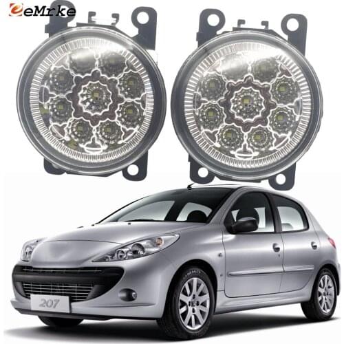 2PCS Car Styling 9-Pieces LED Fog Light Lamp for Peugeot 207 BR-Spec 2009 2010 2011 2012 20132014 H11 12V Halogen Fog Lights DRL
