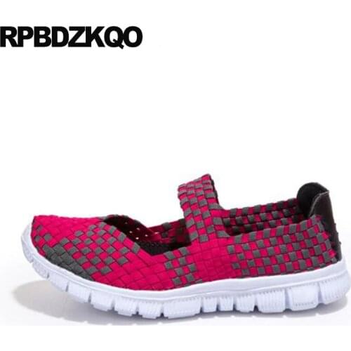 Breathable 2018 lightweight woven elastic shoes flats summer comfortable slip on china round toe cheap chinese women ladies