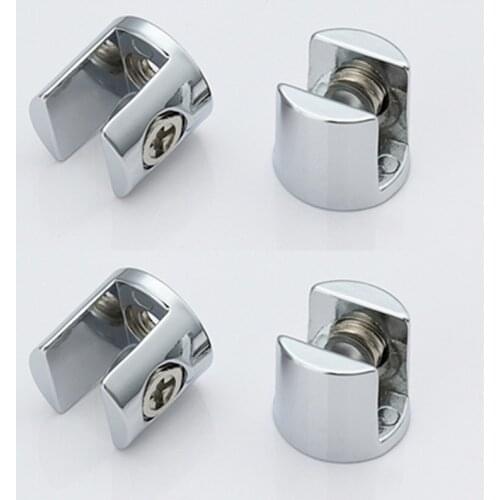4pcs Zinc Alloy Glass Clamp holder wood shelf support bracket Clip Adjustable screw for fit most Furniture Hardware Accessories