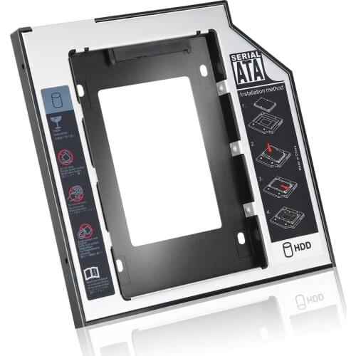 9.5mm Universal Aluminum SATA Second HDD SSD Hard Drive Caddy With 4 Screws For CD/DVD-ROM Optical Bay Adapter