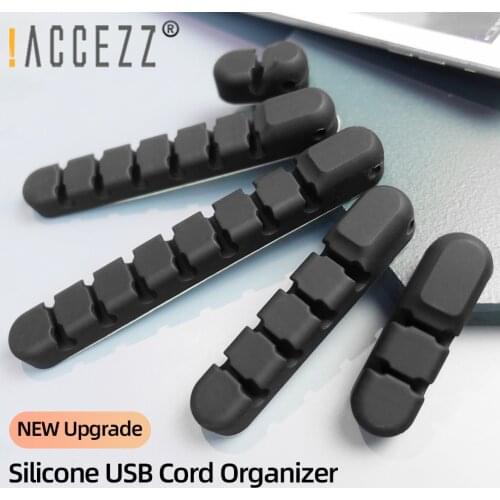 !ACCEZZ Silicone USB Cable Organizer Wire Winder 2/3/5/7/8 holes Cable Holder For Headphone Mouse Keyboard Cord Management Clips