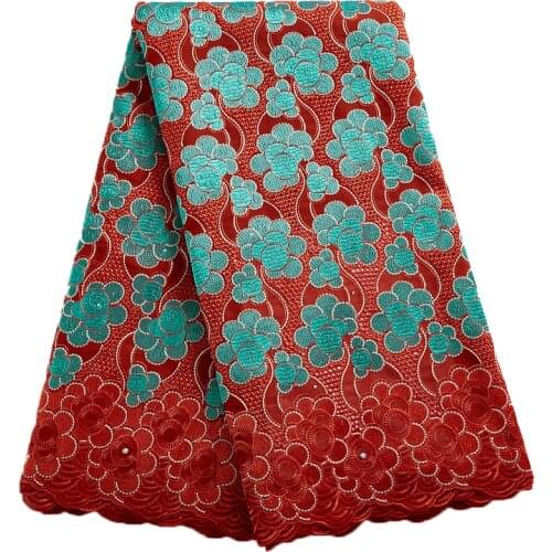 Zhenguiru African Lace Fabric 5 Yards Embroidery High Quality Swiss Voile Cotton Lace Fabric In Switzerland For Women DressA2421