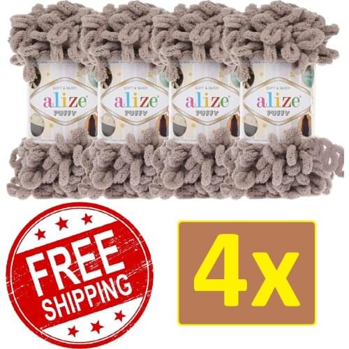 Alize Puffy Yarn (Free Shipping ! ) 5 LOT/BALLS 100g Finger Crochet Amigurumi Knitting Velvet Plush Soft Baby Blanket Bulky Loop