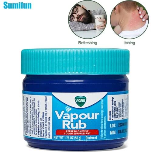 Vapour Rub White Cooling Balm Herbal Cream Refresh Ointment Cold Headache Muscle Aches Pain Relieving Essential Oil 50g