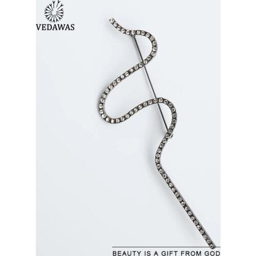 Vedawas Brand ZA Elegant Sweater Brooch For Women Unique Charm Luxurious Long Metal Brooch 2020 New Trend Jewelry Party Gifts