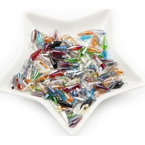 6*15mm Austrian Cone crystal bead Water droplets shape Transparent Glass Loose Bead for Jewelry Bracelet Necklace Making Finding
