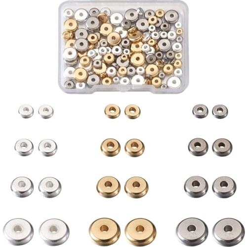 1Box 304 Stainless Steel Spacer Beads Flat Round Loose Charms For DIY Bracelets Jewelry Making Accessories Findings