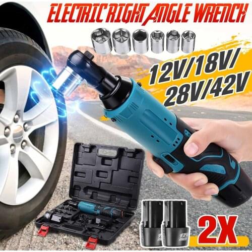 12V-42V 35Nm Cordless Electric Wrench Angle Drill Screwdriver 2 battery 3/8 Ratchet Wrench to Removal Screw Nut Car Repair Tool