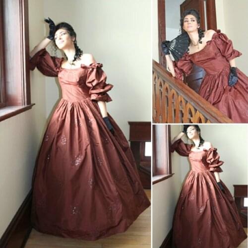 Historical!Customer-made Victorian dress 1860s Civil war Dress Theater Costume Halloween dress Renaissance Dress V-499
