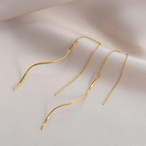 YAOLOGE FASHION 316L Stainless Steel Gold Color Long Tassel Earrings 2021 Trendy Earrings For Women Fashion Jewelry pendientes