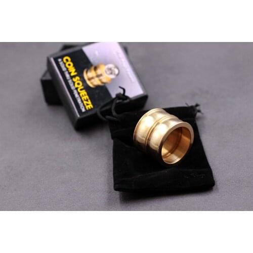 Coin Squeeze by Oliver Magic Gimmick Close up Magic Tricks A Solid Thru Solid Penetration Illusions Magician Coin Magia Fun