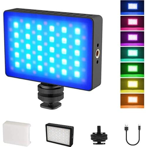 On Camera RGB LED Video Light for Filming Vlog Built in Battery Portable Mini Pocket for YouTube Home Studio Photography