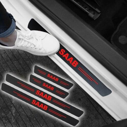 4Pcs Carbon Fiber Car Door Sill Scuff Anti Scratch Sticker for SAAB SCANIA 9-3 93 9-5 9 3 9000 9 5 Accessories