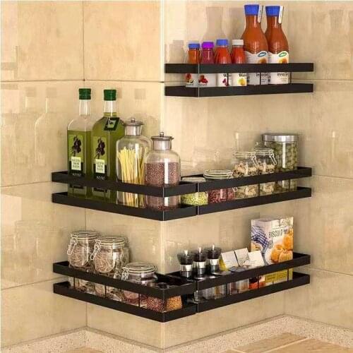 Wall Mount Bracket Kitchen Organizer Storage Wall Shelf Bracket for Spice Jar Cabinet Rack Shelves Kitchen Gadgets Supplies