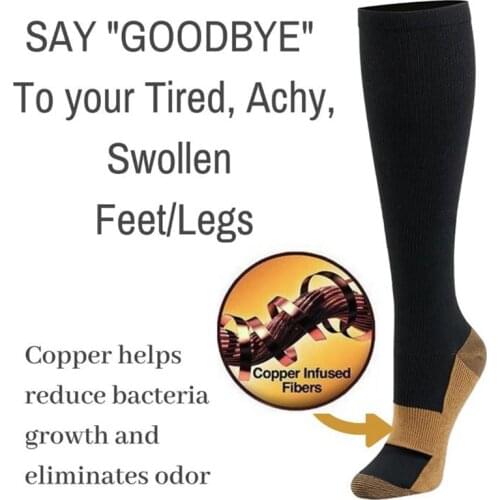 Men Crew Copper Fiber Long Socks Compression Pressure Stockings Outdoor Sports High custom Socks 15-20mmHg