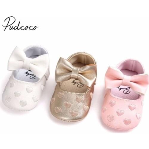 2018 Brand New Newborn Infant Baby Girls Boy Causal Shoes Crib Shoes 3 Style Leather Heart Print Hook Soft Sole Baby Shoes 0-18M