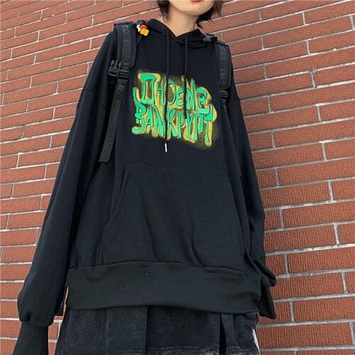 Autumn Streetwear Letter Printing Loose Womens Hoodies Warm Sweatshirt Oversize Women Sweatshirts 2020 INS Female Pullovers